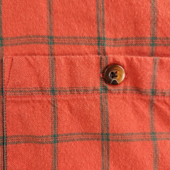 Orvis Large Adult Wool Blend Flannel Soft Lightweight Orange Green Plaid Outdoor - Picture 13 of 16